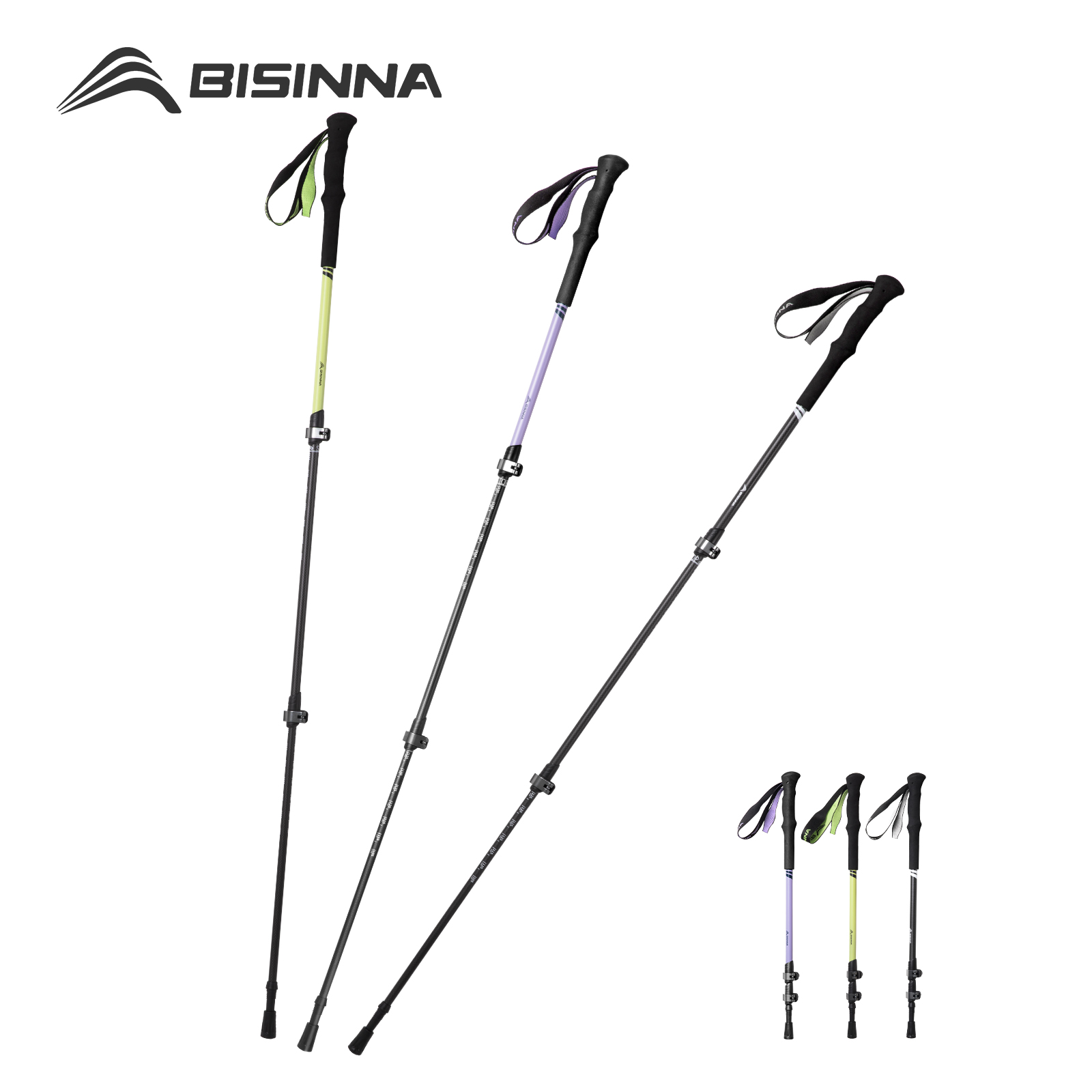 Carbon Fiber Trekking Poles Ultralight Pair - BISINNA 2 قطعة أقطاب رحلات السفاري