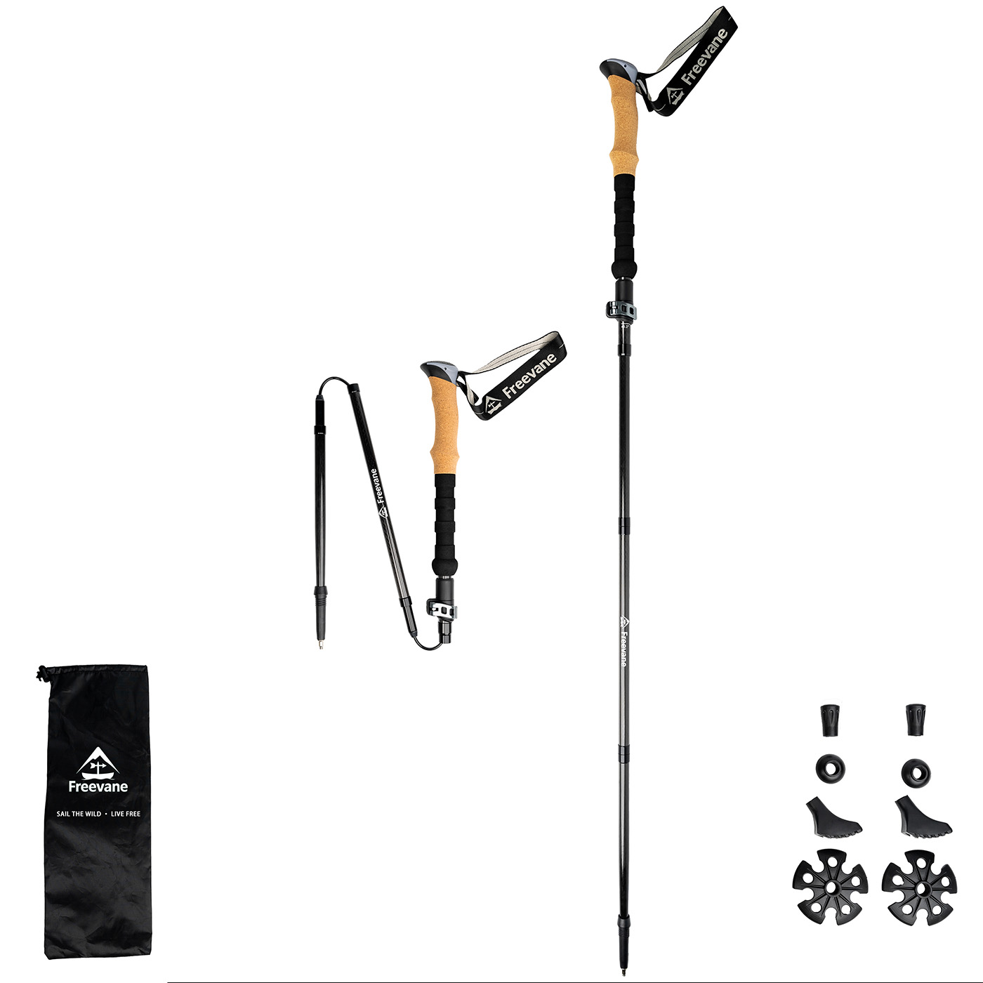 Carbon Fiber Trekking Poles Ultralight Pair - زوج من عصي المشي من ألياف