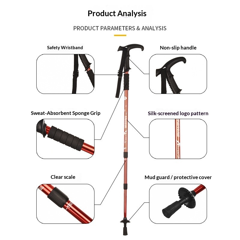 عصا مشي خارجية قابلة للتعديل م - مراجعة Folding Walking Sticks Hiking Adjustable وسعره