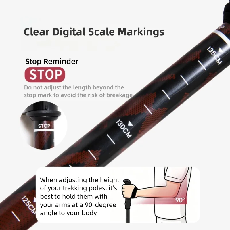 عصي المشي من ألياف الكربون من  - مراجعة Folding Walking Sticks Hiking Adjustable وسعره