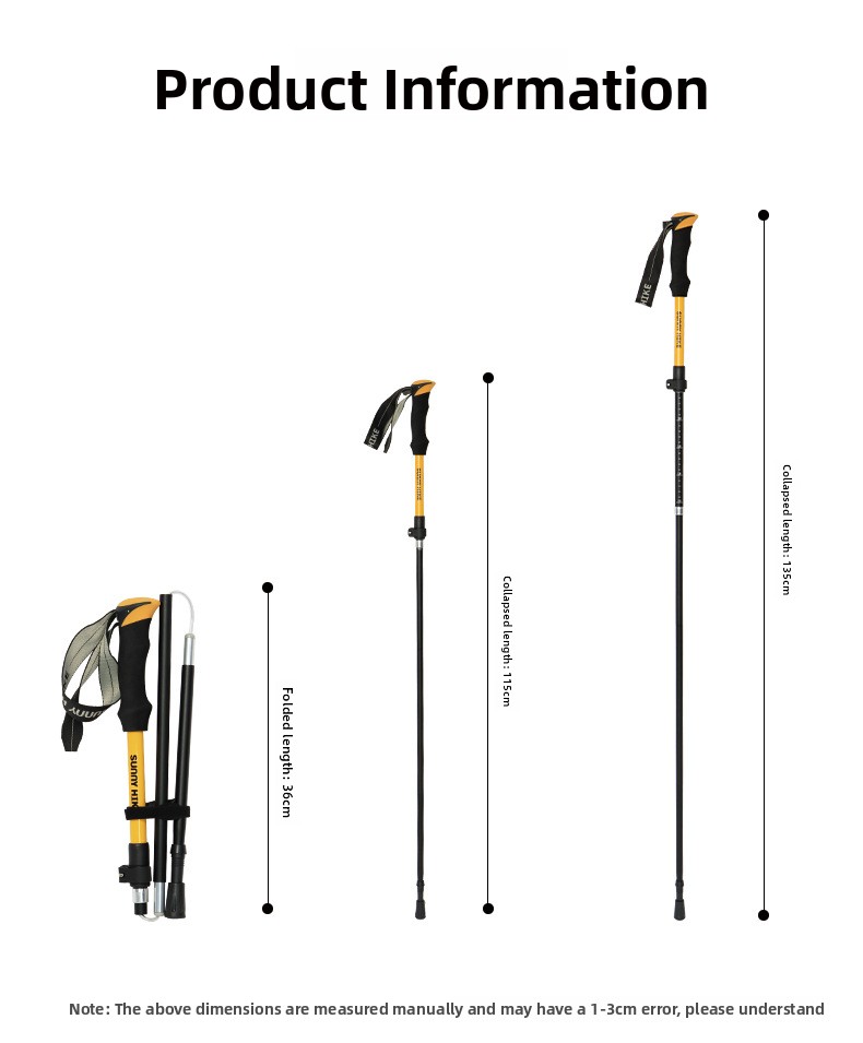عصا تسلق قابلة للطي من سبائك ا - مراجعة Folding Walking Sticks Hiking Adjustable وسعره