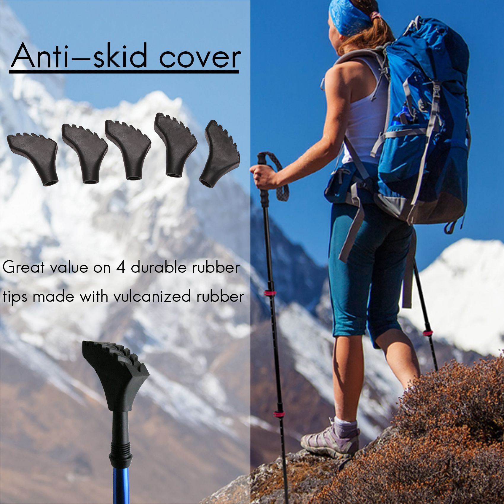 HOTB72A مجموعة من أربع قطع من  - مراجعة Trekking Pole Rubber Tips Feet Replacement وسعره