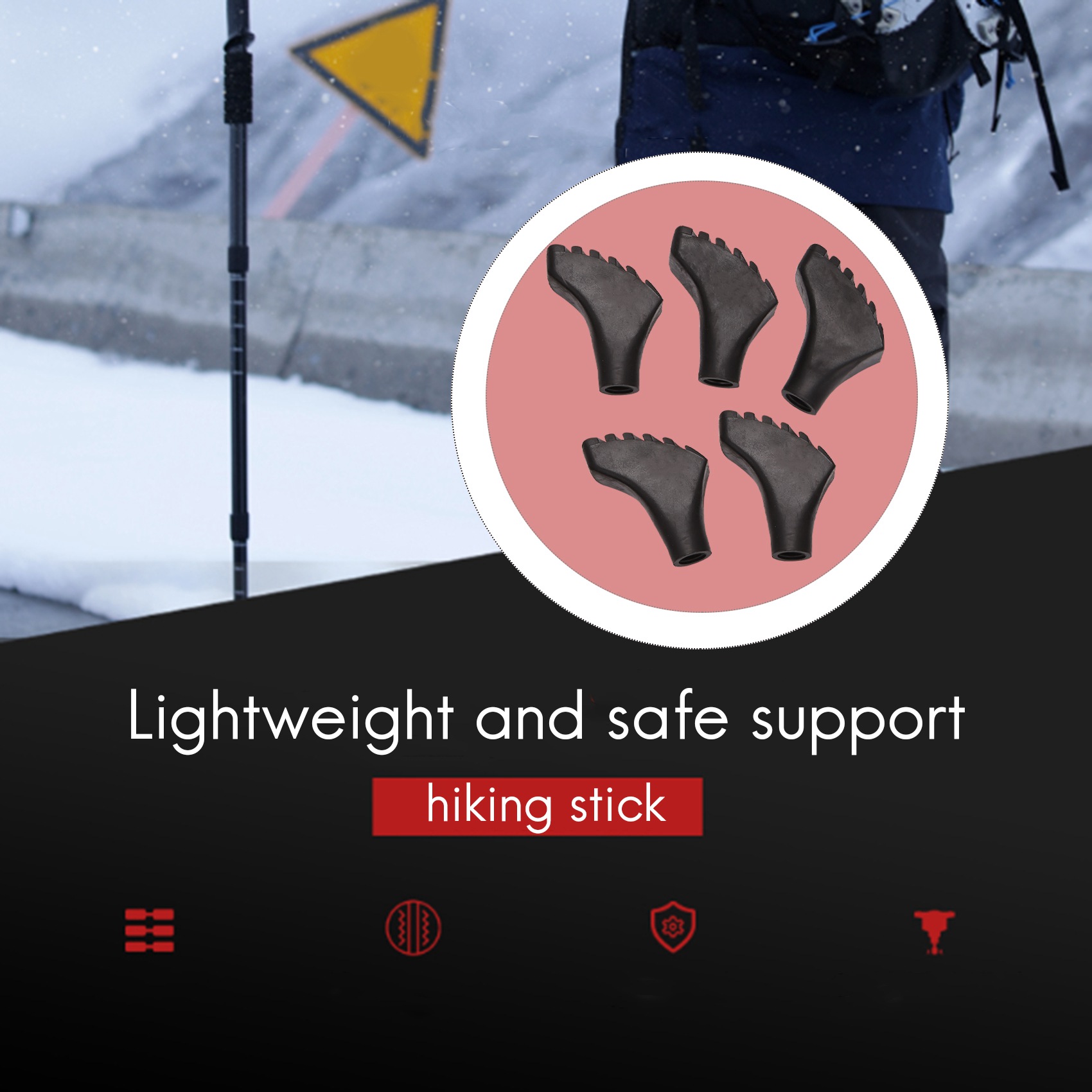 HOTB72A مجموعة من أربع قطع من  - مراجعة Trekking Pole Rubber Tips Feet Replacement وسعره
