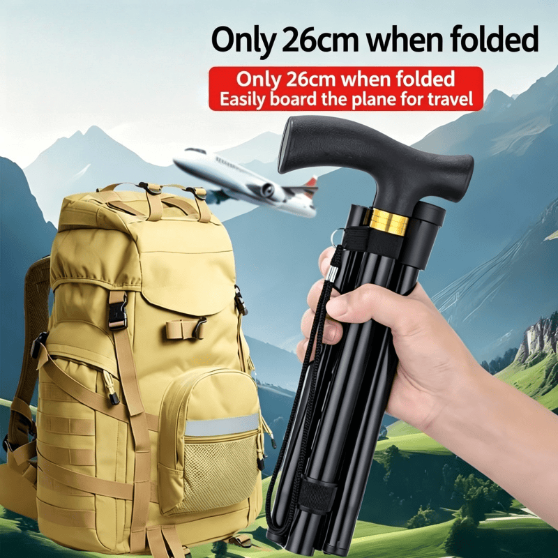 عصا مشي قابلة للطي، عصا خفيفة  - مراجعة Folding Walking Sticks Hiking Adjustable وسعره