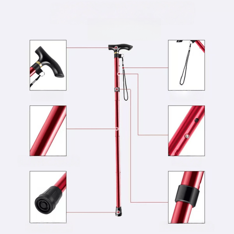 عصا مشي قابلة للطي، عصا خفيفة  - مراجعة Folding Walking Sticks Hiking Adjustable وسعره
