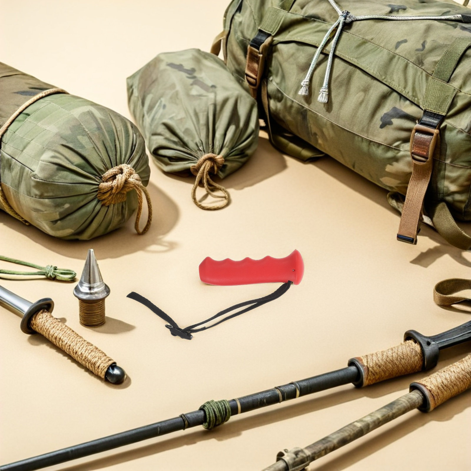 مقبض عصا المشي الأحمر البديل ا - مراجعة Wrist Straps Replacement Trekking Pole وسعره