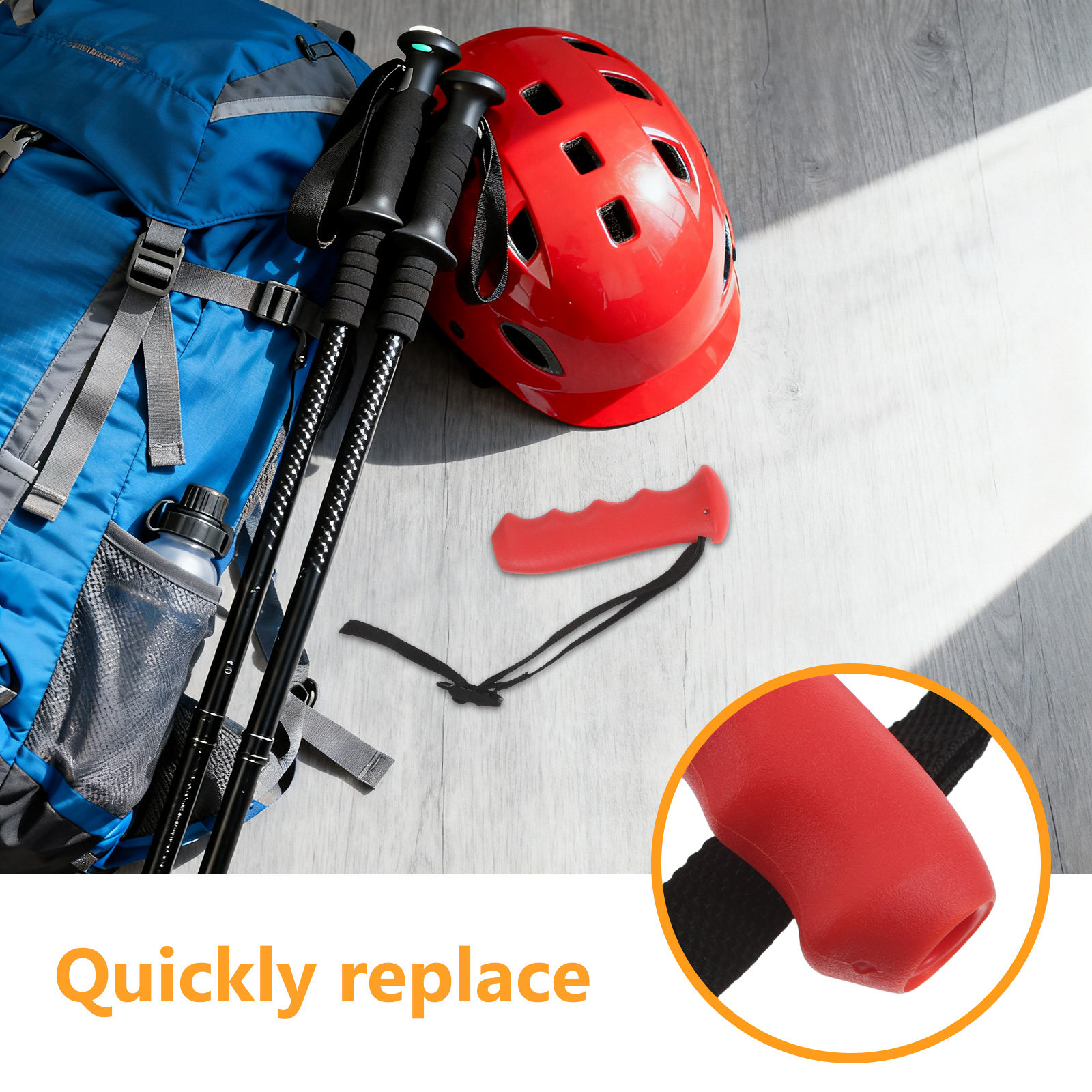 مقبض عصا المشي الأحمر البديل ا - مراجعة Wrist Straps Replacement Trekking Pole وسعره