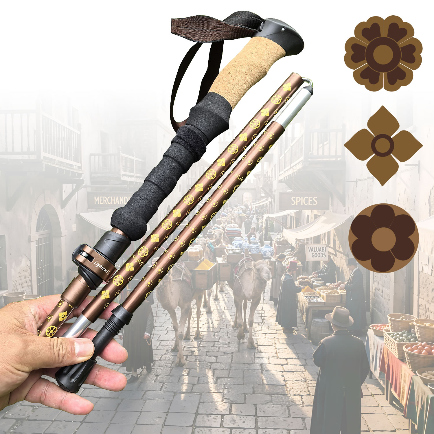 عصا مشي قابلة للطي من سبائك ال - مراجعة Folding Walking Sticks Hiking Adjustable وسعره
