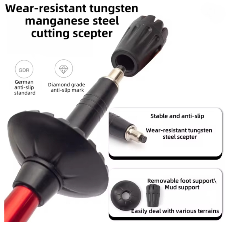 أقطاب رحلات خفيفة الوزن قابلة  - مراجعة Folding Walking Sticks Hiking Adjustable وسعره