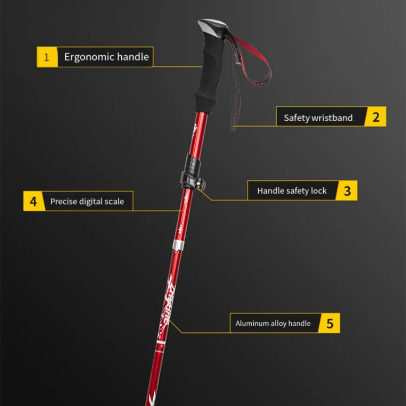 أقطاب رحلات خفيفة الوزن قابلة  - مراجعة Folding Walking Sticks Hiking Adjustable وسعره