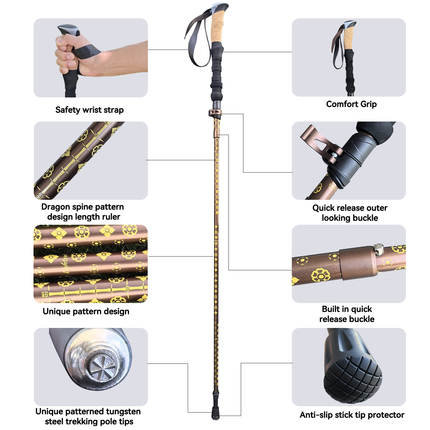 عصا مشي قابلة للتعديل ومحمولة، - مراجعة Folding Walking Sticks Hiking Adjustable وسعره