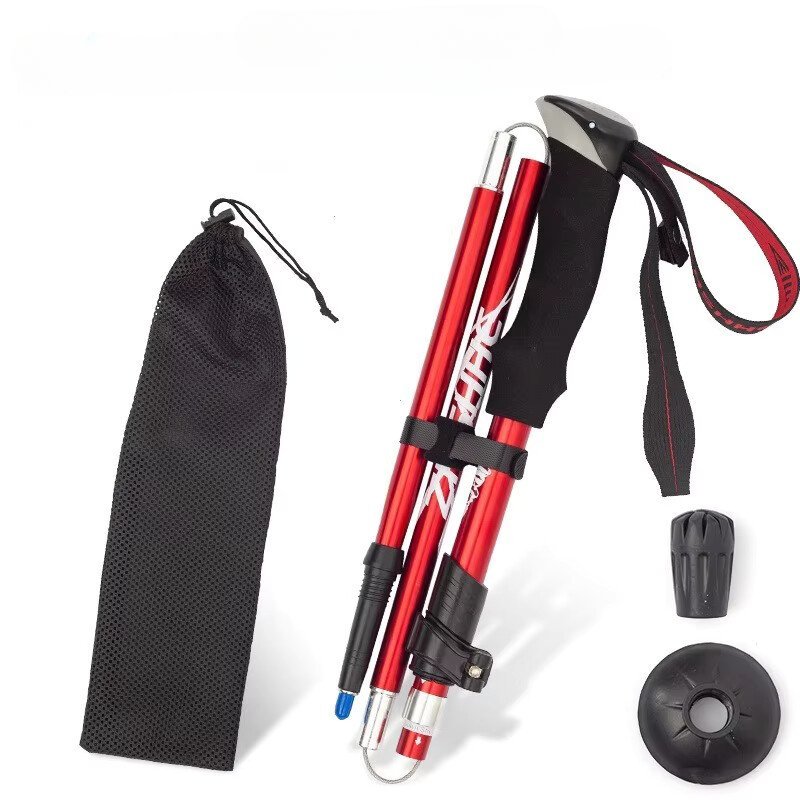 زوج واحد من عصي المشي القابلة  - مراجعة Folding Walking Sticks Hiking Adjustable وسعره