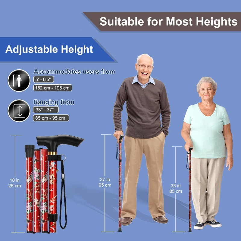 عصا مشي قابلة للطي من سبائك ال - مراجعة Folding Walking Sticks Hiking Adjustable وسعره