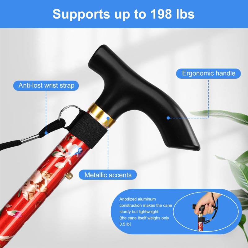 عصا مشي قابلة للطي من سبائك ال - مراجعة Folding Walking Sticks Hiking Adjustable وسعره